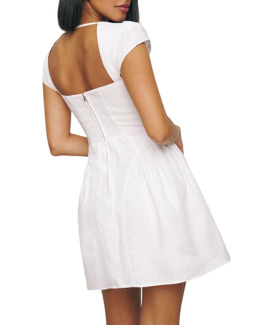 Reformation White Oaklyn Cap Sleeve Linen Minidress