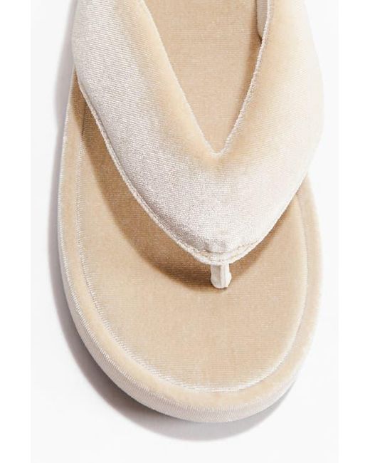 H&M White Velour Flip-Flops