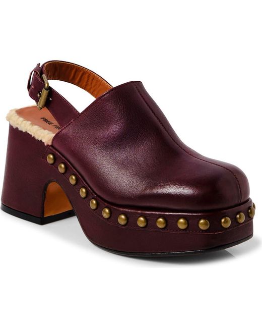 Free People Red Autumn Studded Slingback Platform Clog