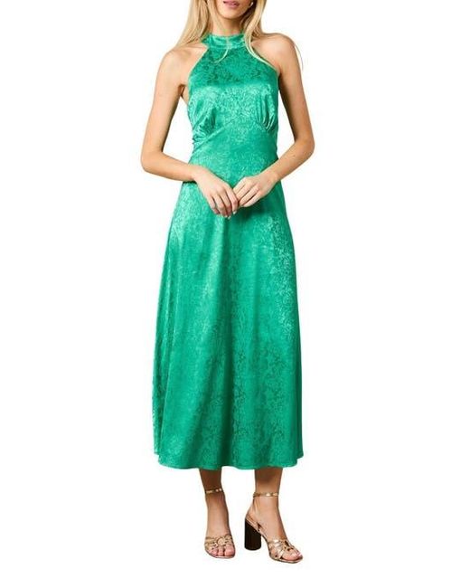 Oasis Green Bias Halterneck Midi Dress