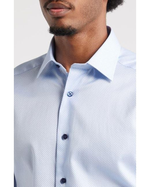 David Donahue Slim Fit Micro Print Dress Shirt in Blue for Men | Lyst