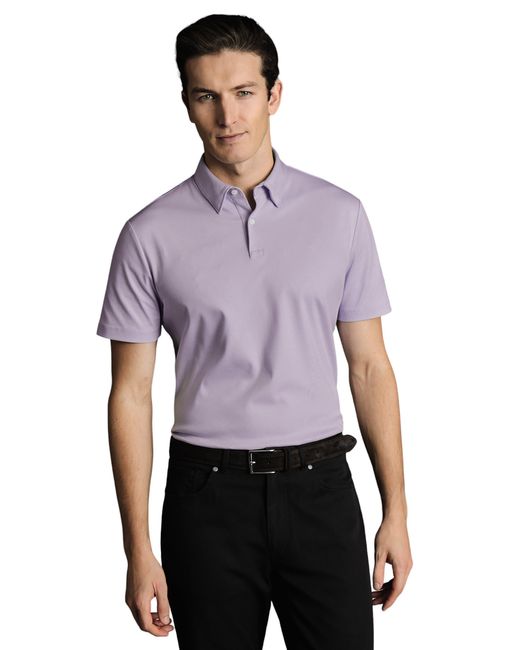 Charles Tyrwhitt Purple Plain Short Sleeve Jersey Polo for men