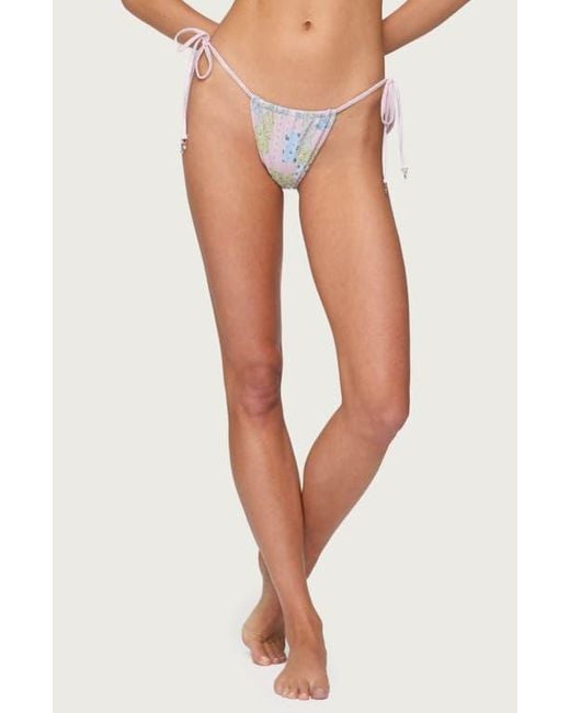 Edikted Multicolor Patchwork String Bikini Bottoms