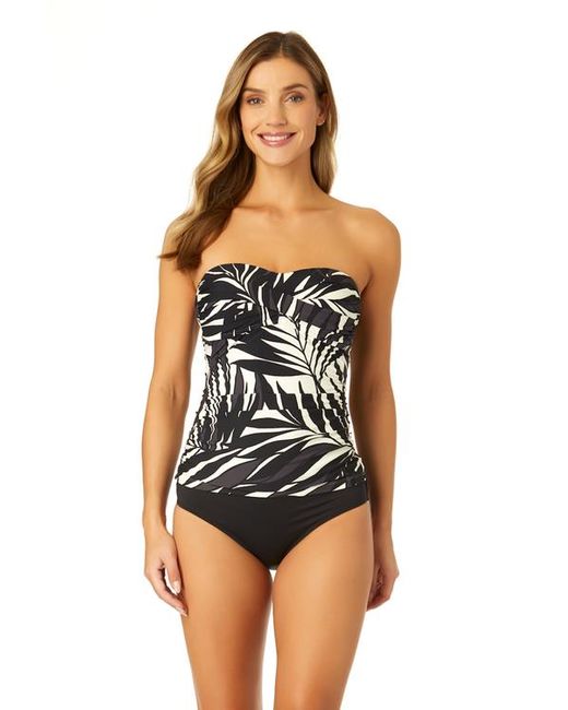 Anne Cole Black Tiger Dance Twist Front Bandeaukini Swim Top