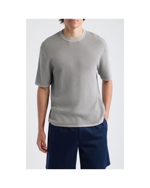 Theory Men's Gray Tactile Cotton Open Stitch T-Shirt