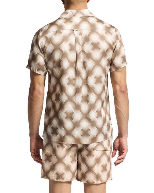 Psycho Bunny Natural Paros Wave Print Lyocell Camp Shirt for men