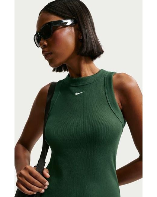 Nike Sportswear Chill Knit Rib Tank Dress in Green | Lyst