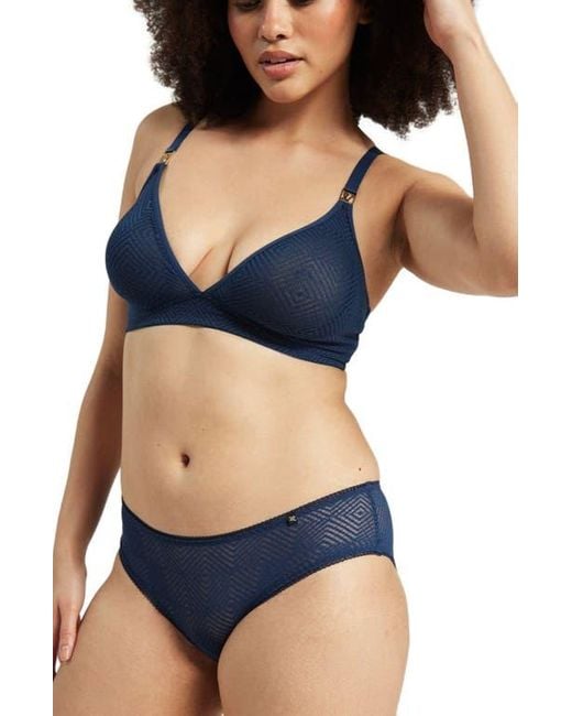 Nudea Blue The Sheer Deco Hipster Brief