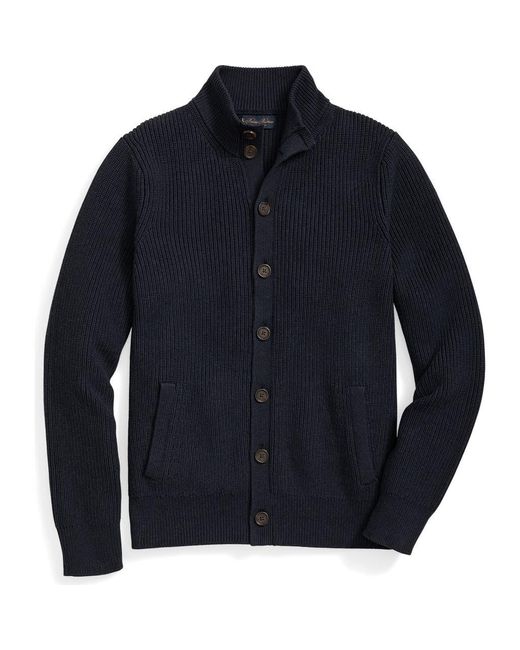 Brooks Brothers Men's Blue Button Front Cotton Cardigan