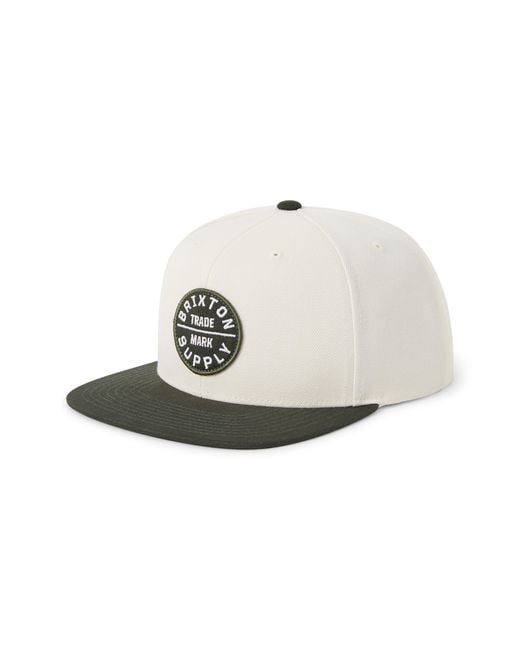 Brixton White Oath Iii Snapback Baseball Cap for men