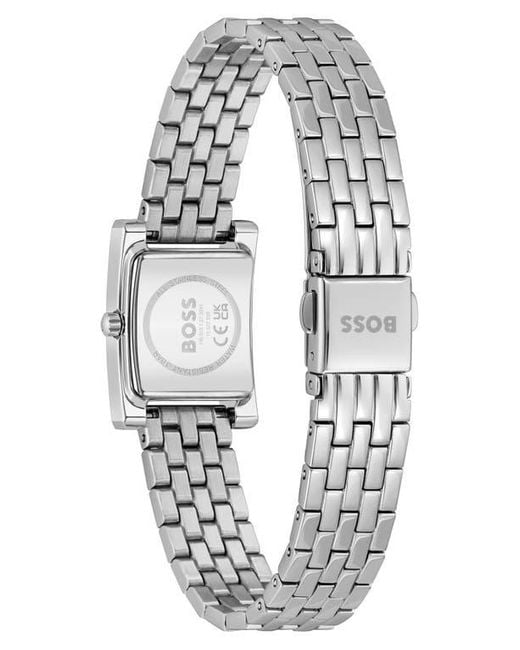 Boss White Lucy Precious Rectangular Watch, 18.5Mm