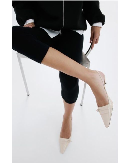 Mango Metallic Slingback Kitten Heel Pump