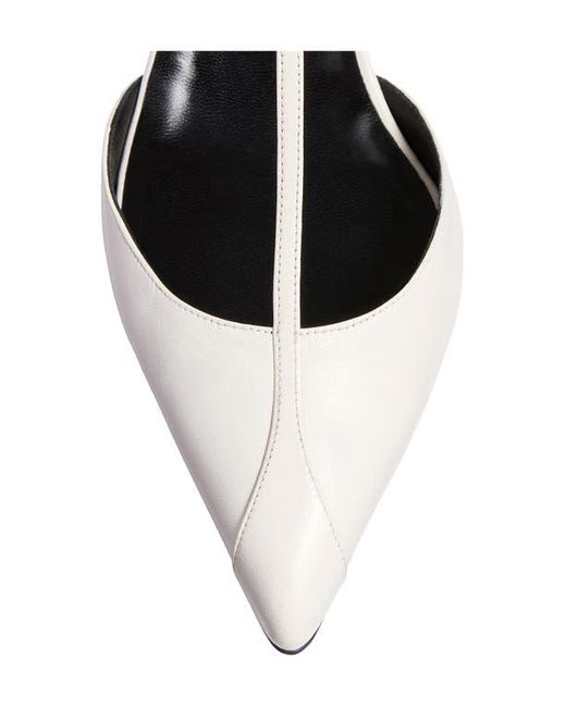 Khaite White Mia Kitten Heel Pointed Toe T-Strap Pump