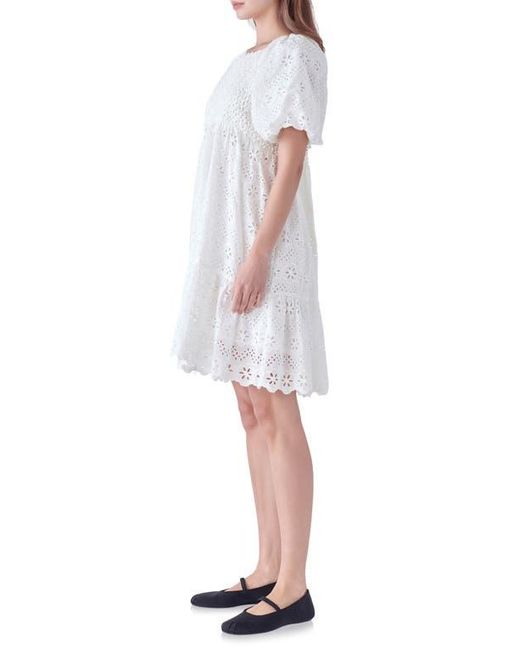 English Factory White Eyelet Knit Combo Dress