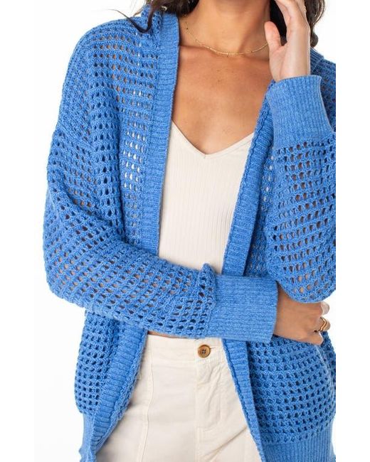 Roxy Blue Thea Open Stitch Cotton Hoodie Cardigan