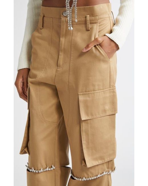 Area Natural Crystal Trim Slit Cargo Pants