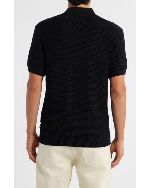 Boss Black Iconico Textured Knit Camp Shirt for men