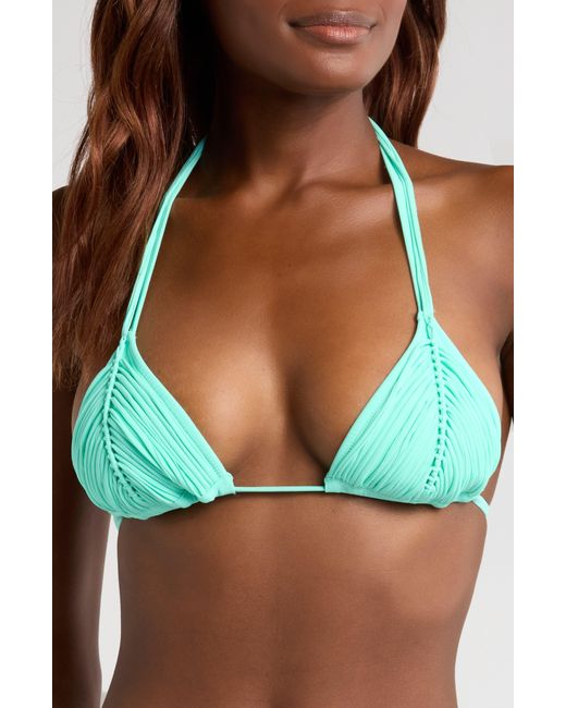 PQ Swim Blue Isla Macramé Triangle Bikini Top