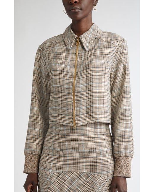 St. John Natural Prince Of Wales Plaid Crop Jacket