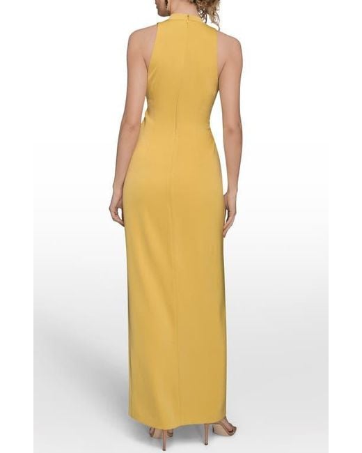 Donna Karan Yellow Twisted Sleeveless Gown