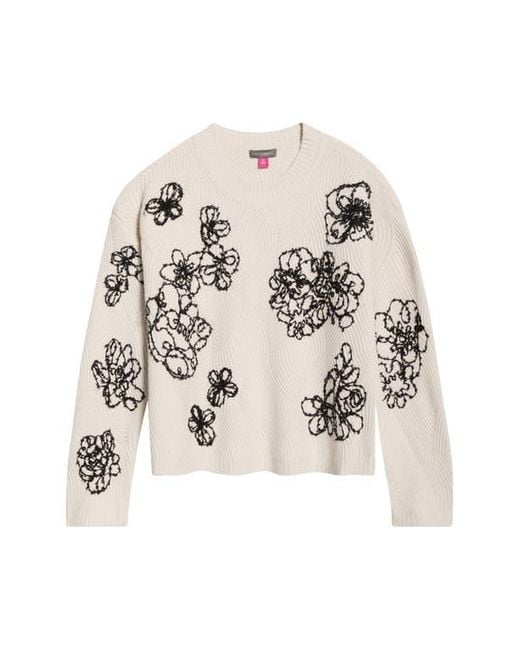 Vince Camuto Black Embroidered Crewneck Sweater