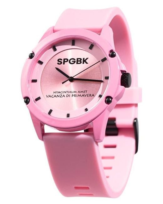 SPGBK WATCHES Pink Hillendale Silicone Strap Watch, 44Mm