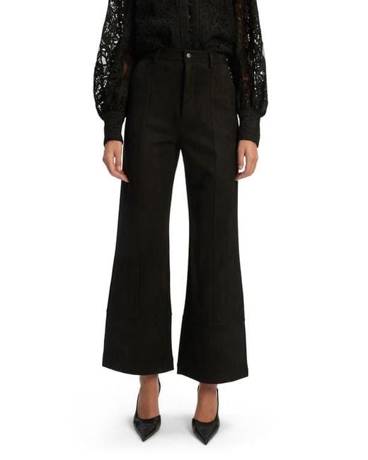 Bardot Women's Black Marlowe Faux Suede Wide Leg Pants