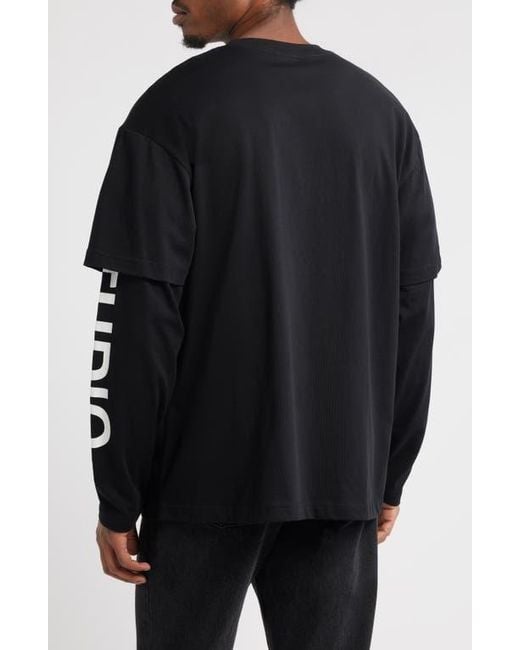 Saint Studio Black Preda Layered Look T-Shirt for men