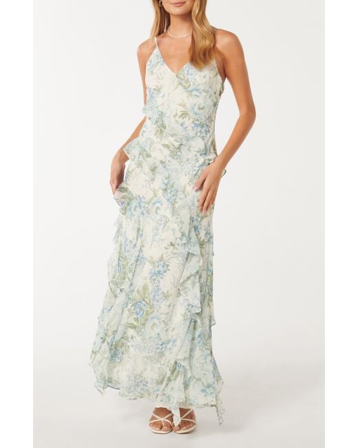EVER NEW Multicolor Poppy Floral Ruffle Maxi Dress