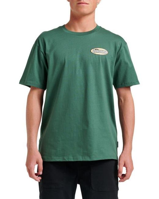 Quiksilver Green Crescent Speed Cotton Graphic T-Shirt for men