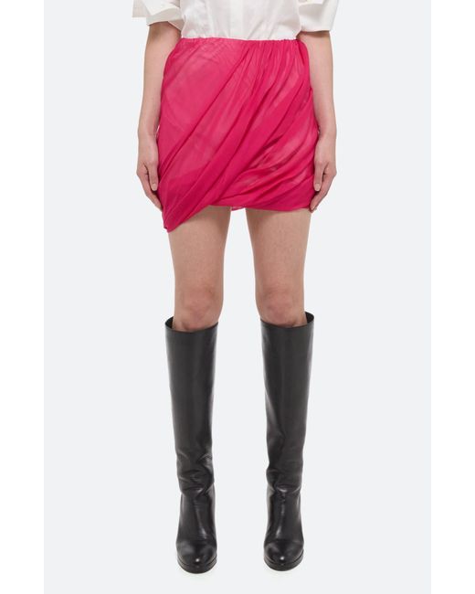 Helmut Lang Pink Bubble Silk Miniskirt