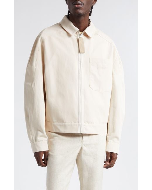 Jacquemus Natural Le Blouson Linu Boxy Cotton & Linen Workwear Jacket for men