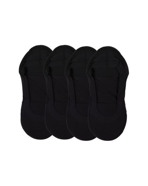 Memoi Black Assorted 4-Pack Cushioned Liner Socks