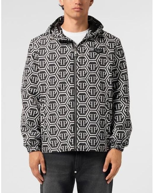 Philipp Plein Gray Nylon Jacket Monogram for men