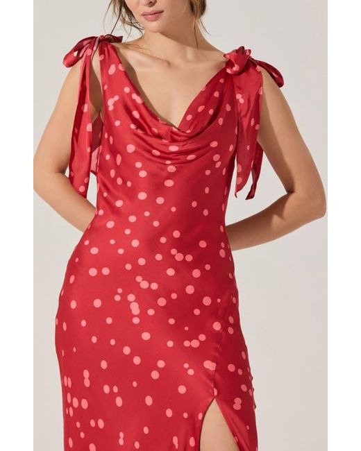 Astr Red Allexina Tie Shoulder Maxi Dress
