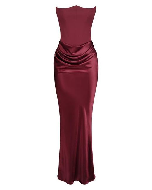 House Of Cb Persephone Strapless Corset Gown in Red | Lyst