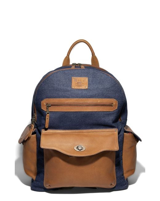 Will Leather Goods Blue Canvas & Leather Backpack