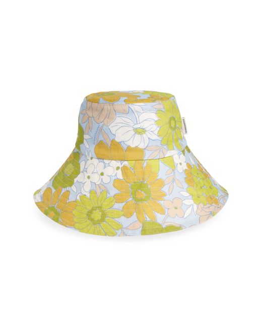 Zimmermann Green Floral Print Long Brim Cotton Bucket Hat