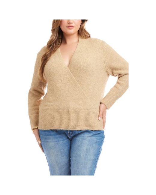 Karen Kane Blue Surplice V-Neck Sweater