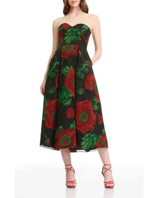 Dress the Population Maisy Strapless Fit & Flare Cocktail Midi Dress in  Green | Lyst