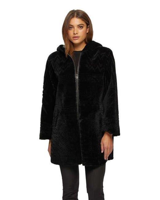 Gorski Black Reversible Shearling Parka With Pattern