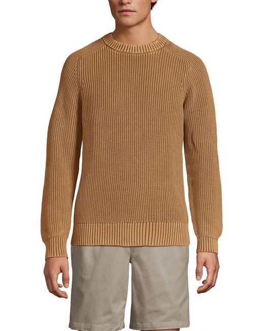 Lands' End Brown Drifter Cotton Crewneck Sweater for men