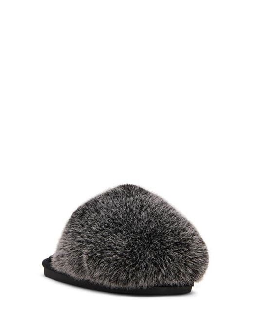 Steve Madden Black Poof Faux Fur Slipper