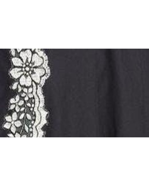 Giambattista Valli Black Floral Lace Trim Cotton Poplin Shirtdress