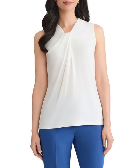 Kasper White Drapey Sleeveless Shell Top