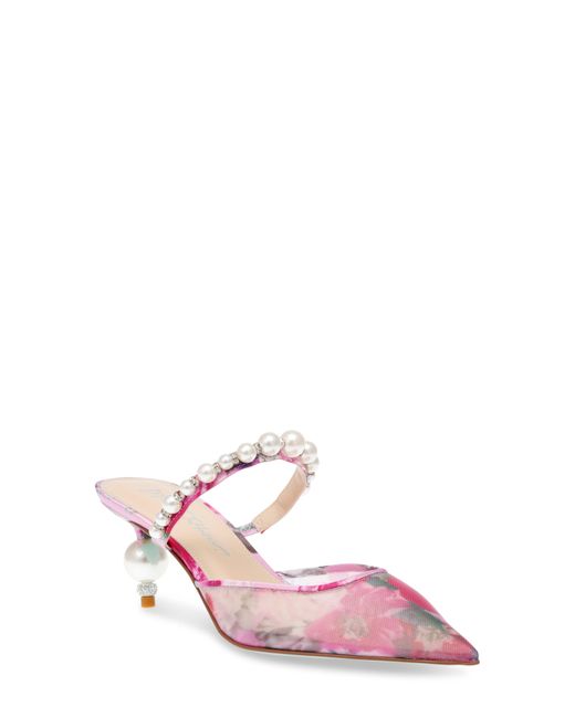 Betsey Johnson Pink Evey Imitation Pearl Pointed Toe Mule