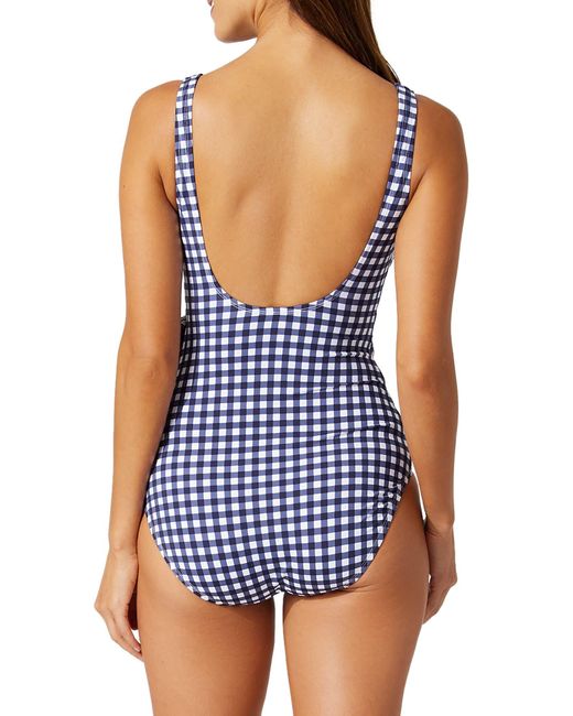 Tommy Bahama Blue Gingham Wrap One-piece Swimsuit