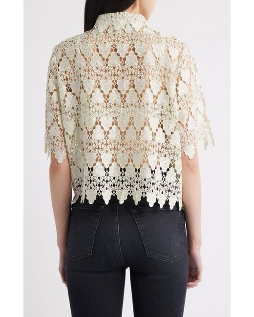 FRAME Lace Button-Up Shirt in Blue | Lyst