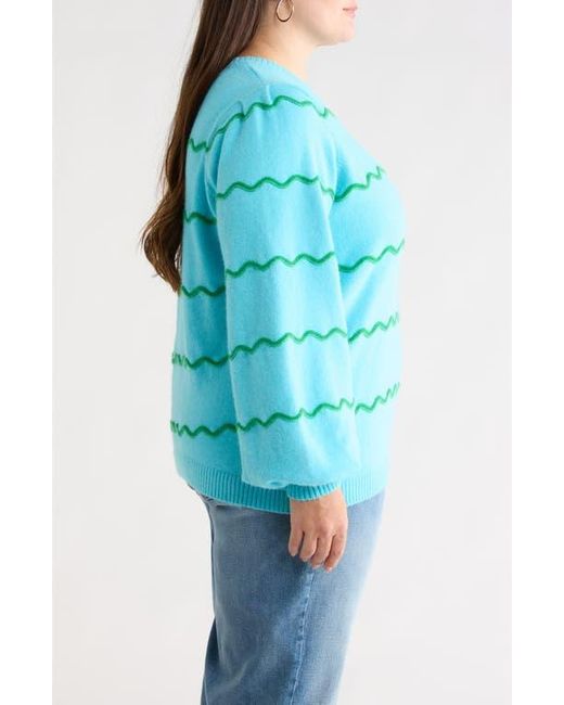 Sugarlips Blue Maeverly Wavy Stripe Sweater