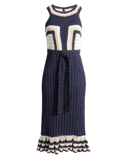 Cleobella Blue Drew Cotton Crochet Midi Dress
